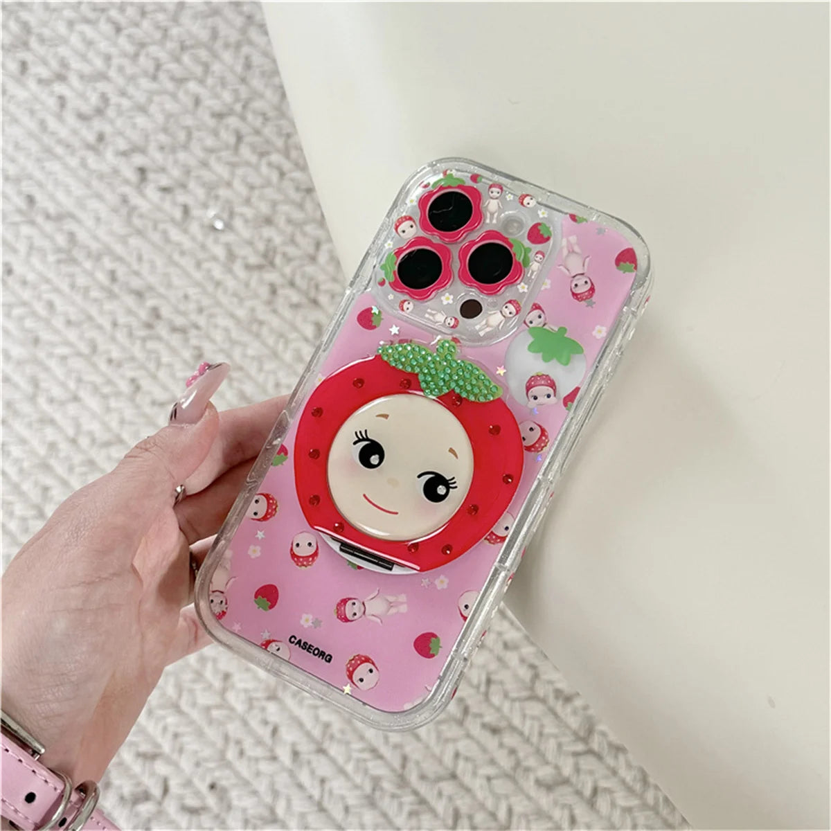 Funny Cute Pink Strawberry Girl Phone Case For iPhone