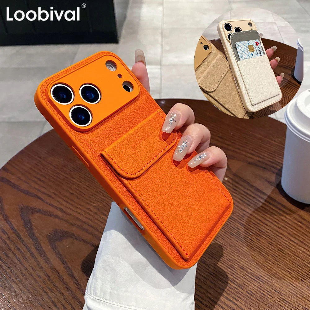 Card Slot Wallet PU Leather Bracket Case For iPhone