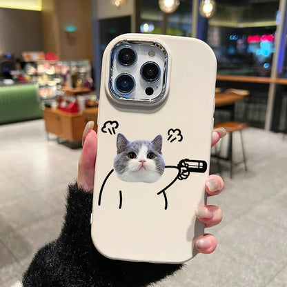 Black Cat Metal Lens Bumper Soft Silicone Cover Phone Case