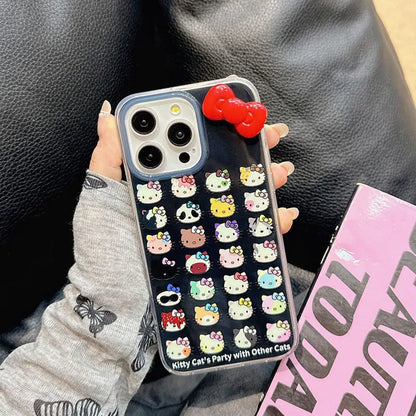 Hello Kitty Bow Makeup Black Phone Case For iPhone