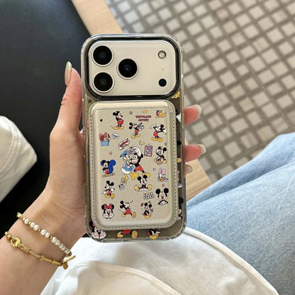 Cute Mickey Minnie Mouse Magnetic Wallet Bracket Magsafe Wireless Charge Phone Case For iPhone