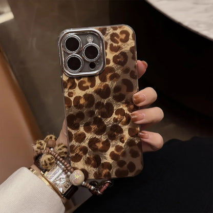 Luxury Bling Glitter Leopard Print with Lanyard Phone Case For iPhone