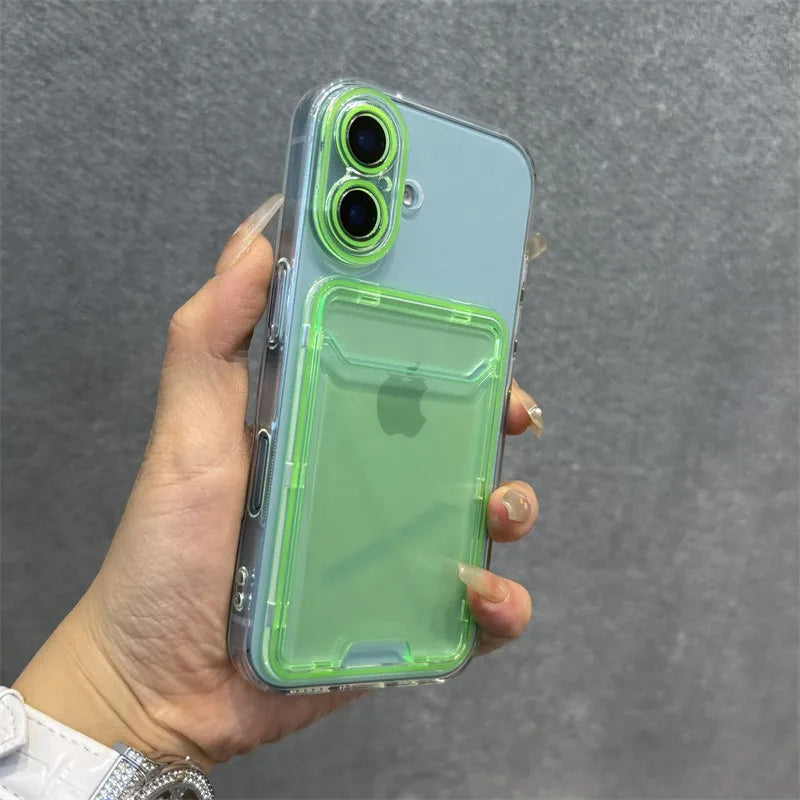 Transparent Card Holder Slot Case  For iPhone