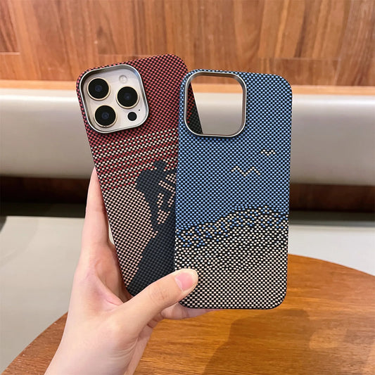Shockproof Carbon Fiber Magnetic Semi Wrap Phone Case For iPhone