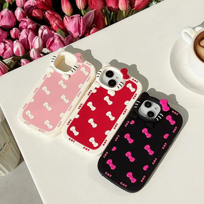 Hello Kitty Cartoon 3D Head Phone Case For iPhone