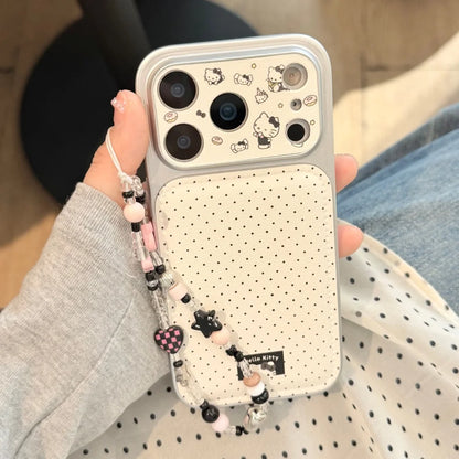 Black Polka Dot Kitty Phone Case With Bracelet Phone Case For iPhone