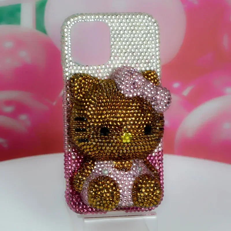 Rhinestone Bling Crystal Hello Kitty Phone Case Chain For iPhone