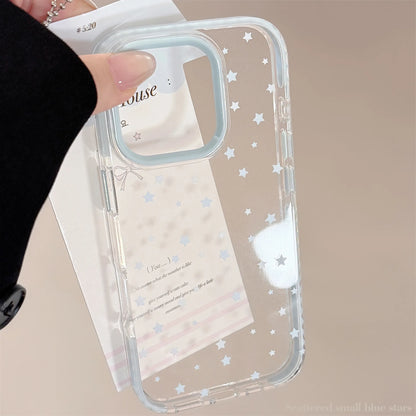 ins Korean Full Screen Blue Stars Pattern Phone Case For iPhone