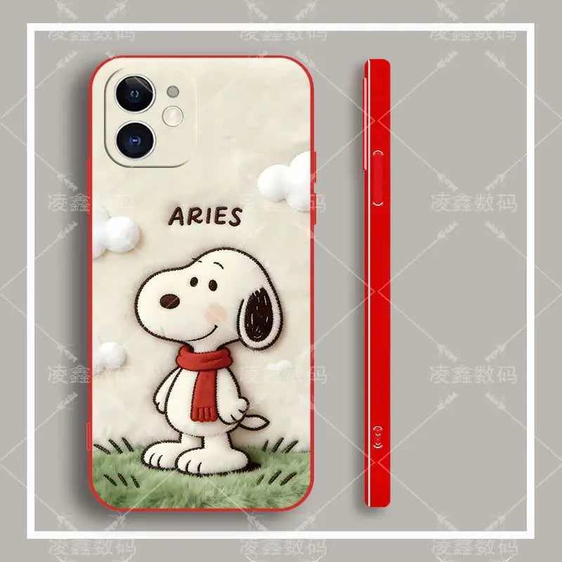 Cute Cartoon Anime Lucky Snoopy TPU All Covered Soft Phone Case Anti-drop For iPhone
