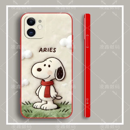Cute Cartoon Anime Lucky Snoopy TPU All Covered Soft Phone Case Anti-drop For iPhone