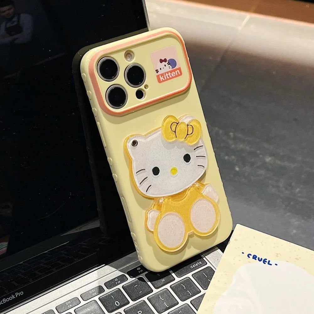 Kawaii Cartoon Cat Mirror Stand Phone Case Suitable For iPhone