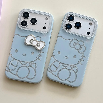Flash Lens Blue Background Flash Powder Kitty Phone Case For iPhone