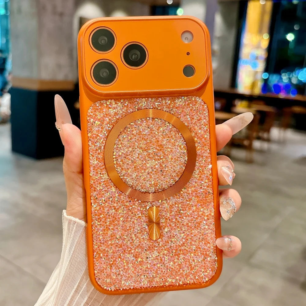 Luxury Sparkle Diamond Rhinestone Magnetic For Magsafe Case For iPhone