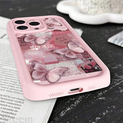Pink Cute Butterfly Silicone Soft Phone Case For iPhone