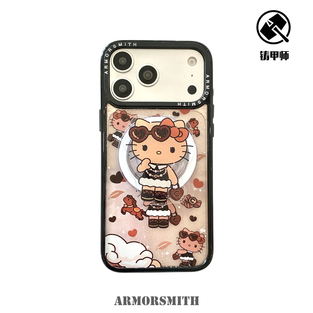 Magnetic Grip Holder Magsafe Wireless Charge Sanrio Hello Kitty Phone Case For iPhone