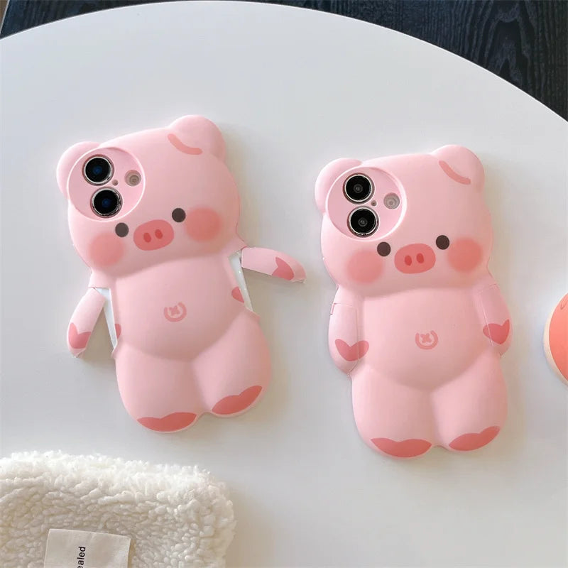 Kawaii 3D Cartoon Pink Pig Phone Case