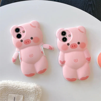 Kawaii 3D Cartoon Pink Pig Phone Case