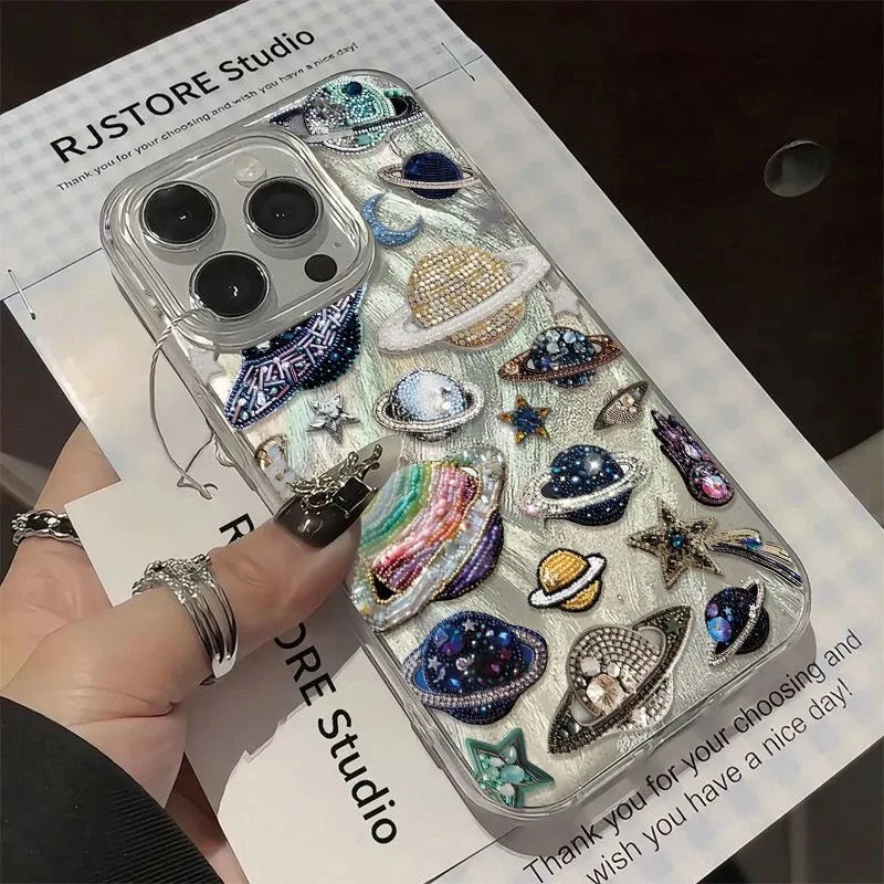 Luxury Planet Pluto Moon Stars Phone Case For iPhone