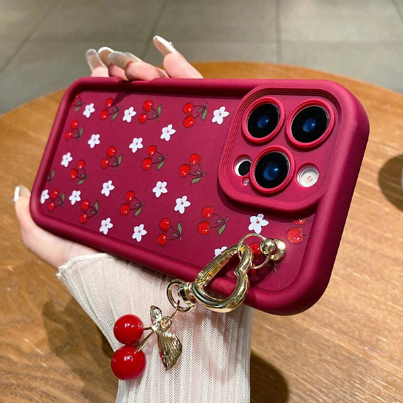 Cute 3D Cherry Pendant Charm Pattern Phone Case For iPhone