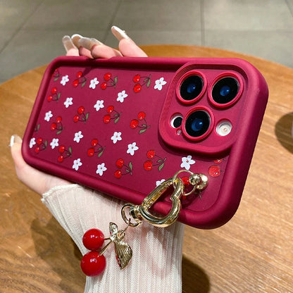Cute 3D Cherry Pendant Charm Pattern Phone Case For iPhone