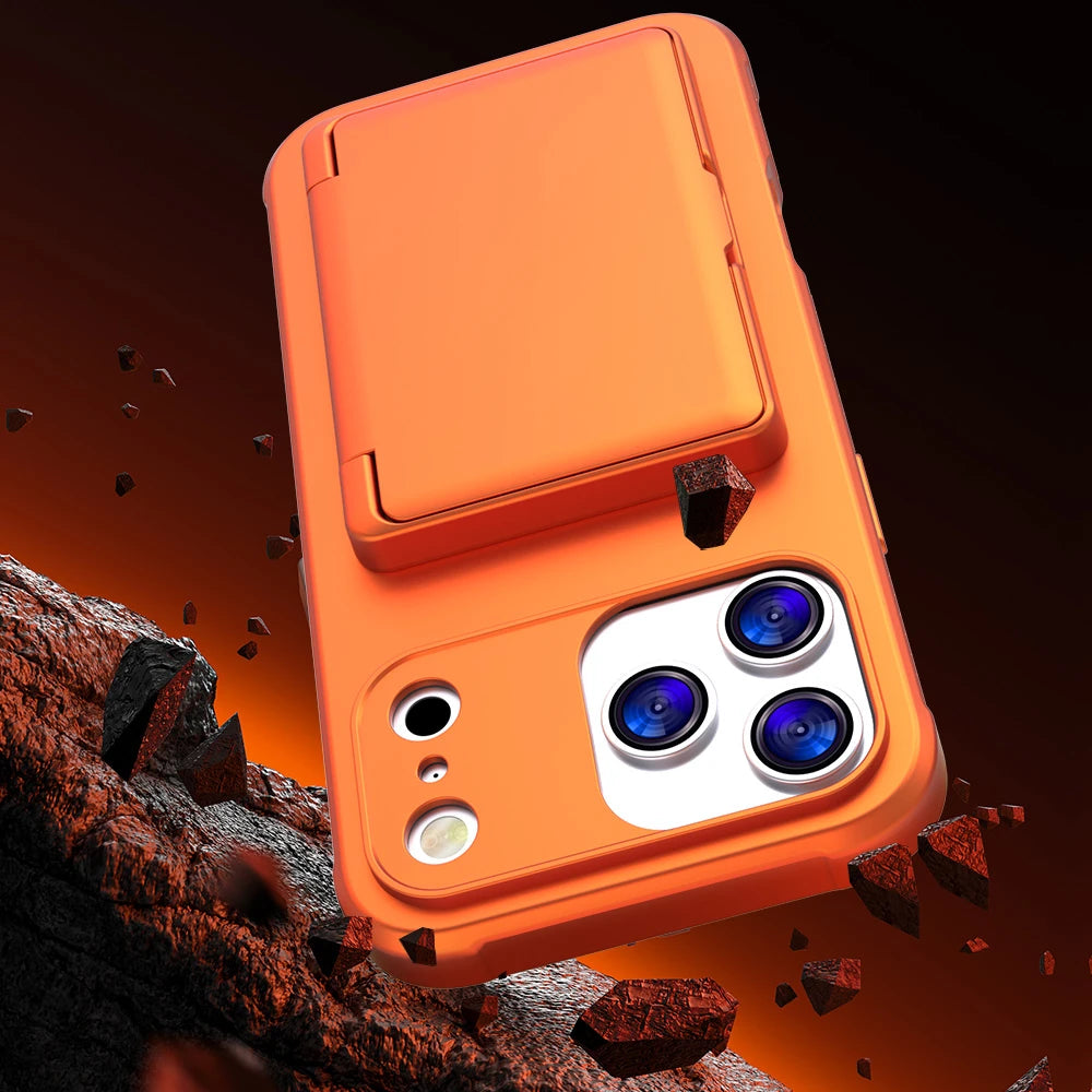 Flip Card Bag Mirror Case For iPhone