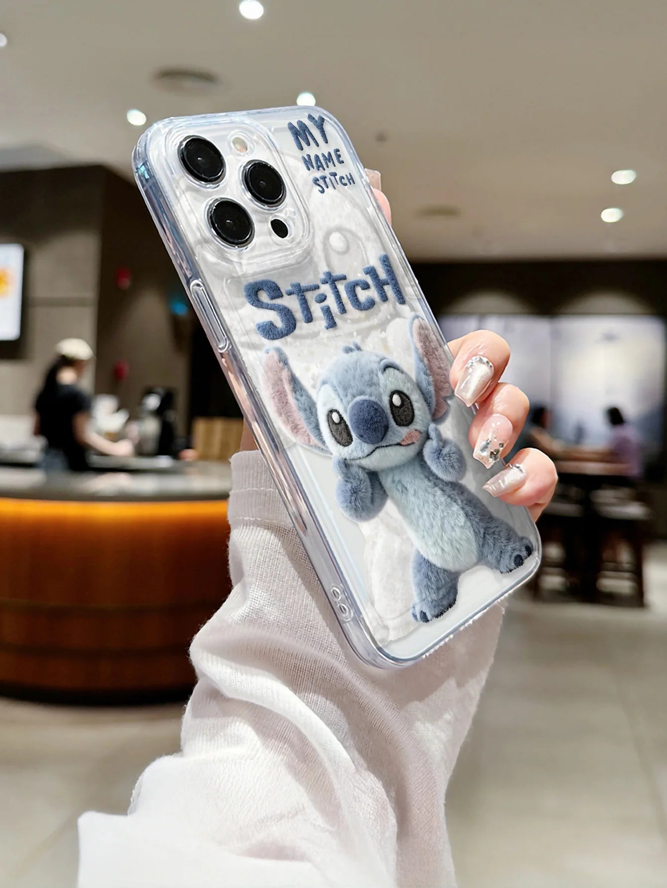 Disney Plush Stitch Love Phone Case Shockproof Cover  For iPhone