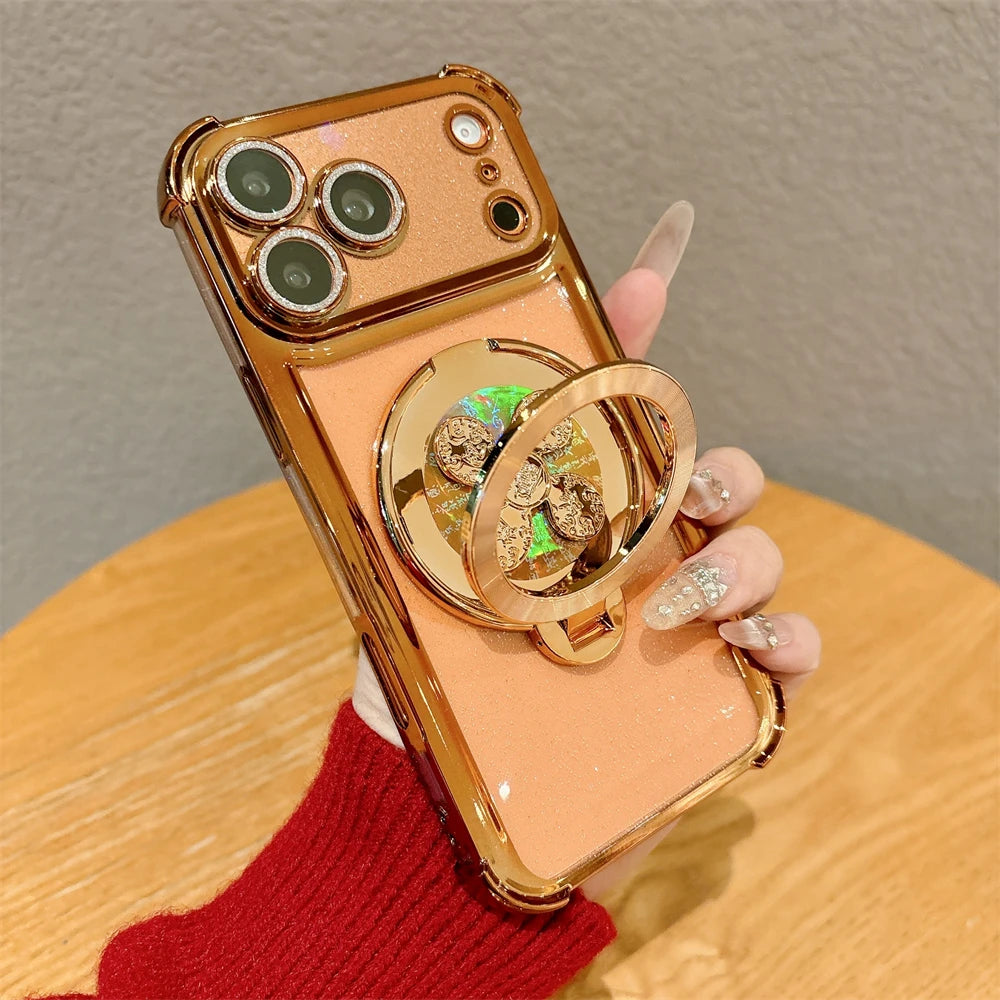 Luxury Corrugated Pattern Magnetic Wireless Charge Case For iPhone