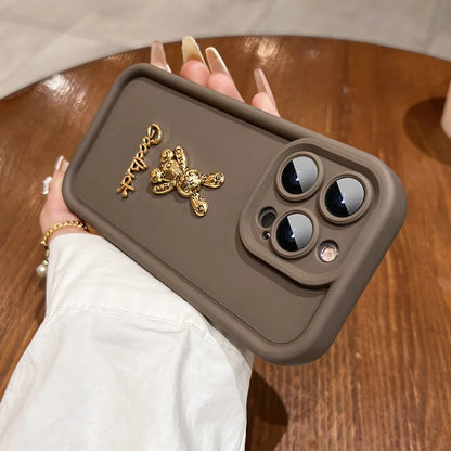 3D Cute Golden Rabbit Silicone Soft Phone Case For iPhone