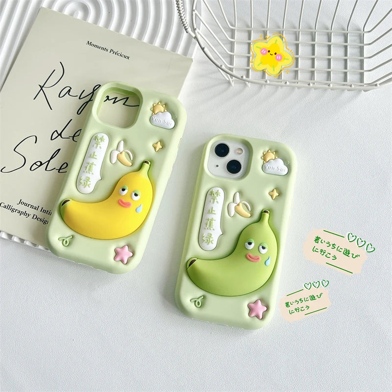 Phone Case 3D Funny Banana Cartoon Cute Soft Silicone Cover