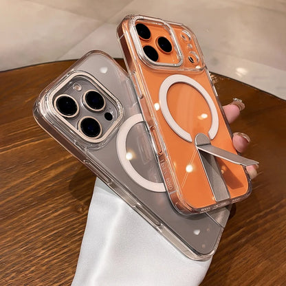 Folding Stand Holder Wireless Charging Phone Cases For iPhone