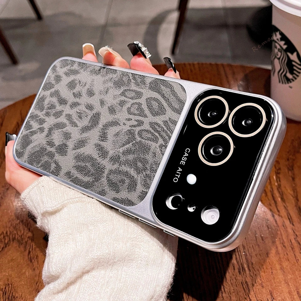 Matte Leopard Leather Phone Case For iPhone