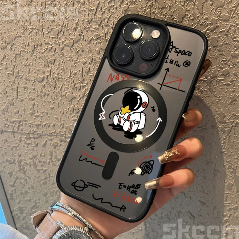 Magnetic Astronaut Clear Phone Case For iPhone