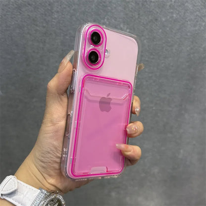 Transparent Card Holder Slot Case  For iPhone