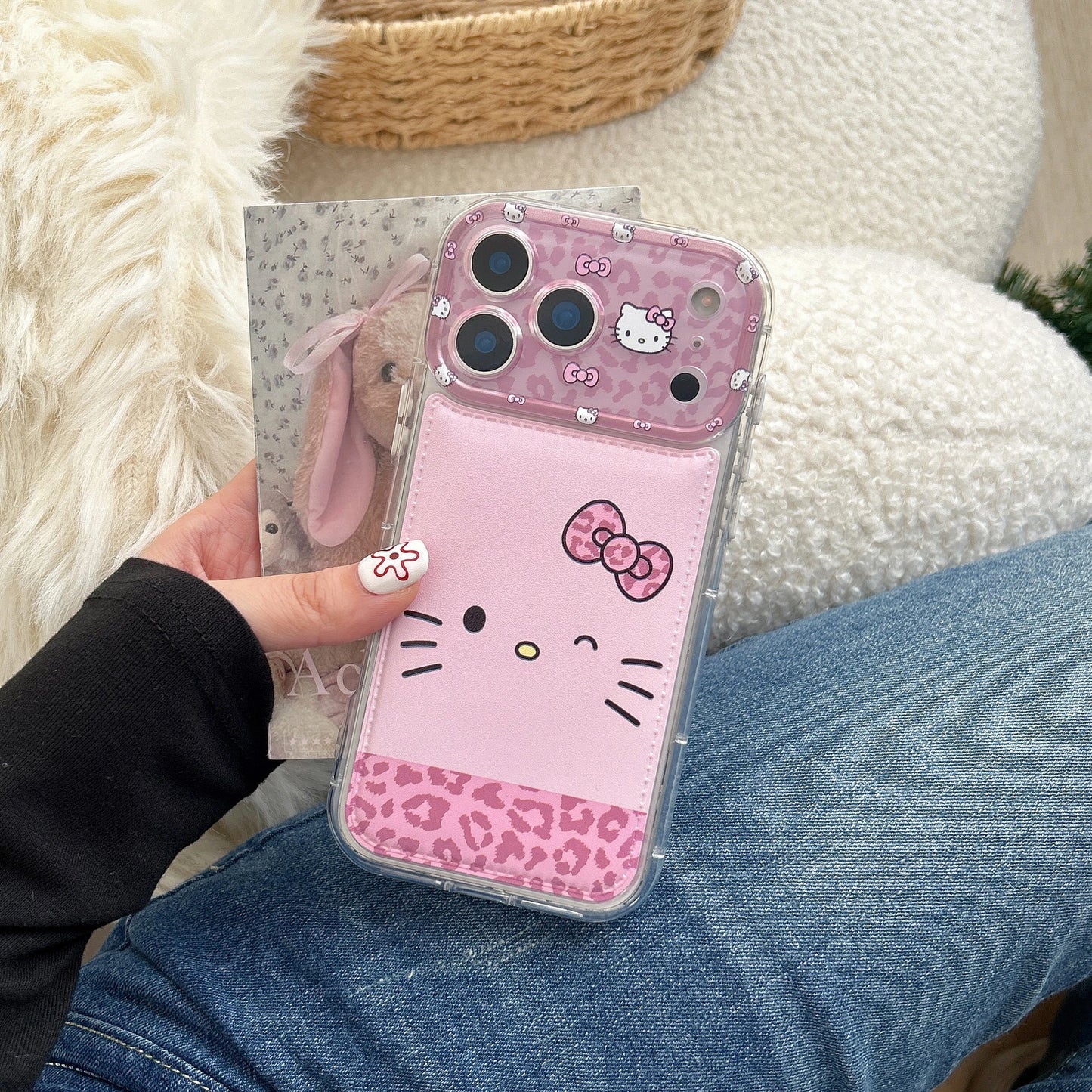Luxury Cute Foundation Make Up Brown Kittyy Phone Case with Stand Case For iPhone
