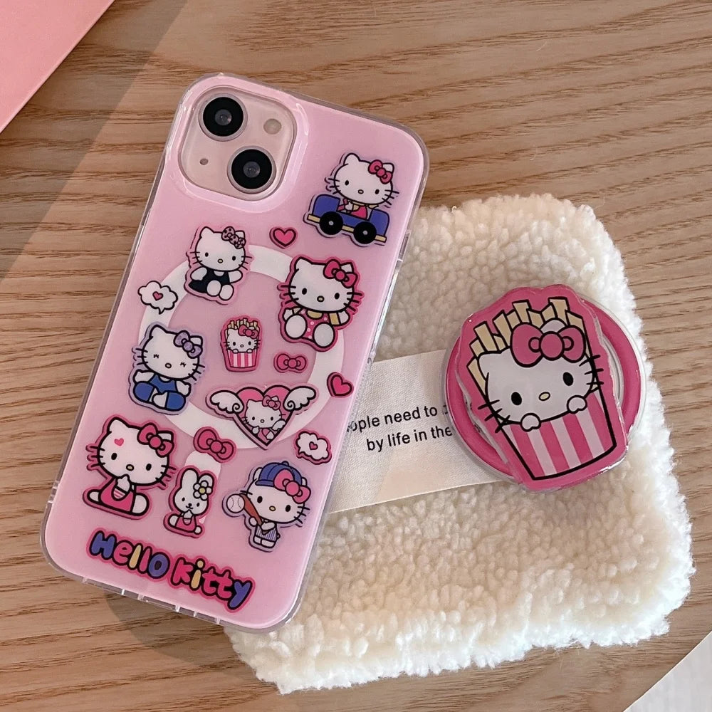 Cute Kitty Magnetic Shell With Bracket Hot Sale Phone Case For iPhone