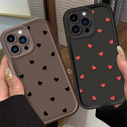 Black Small Love Heart Soft Phone Case For iPhone