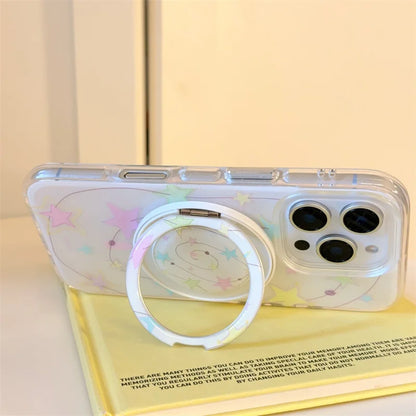 Cute Star Magnetic Rotating Stand Holder Phone Case