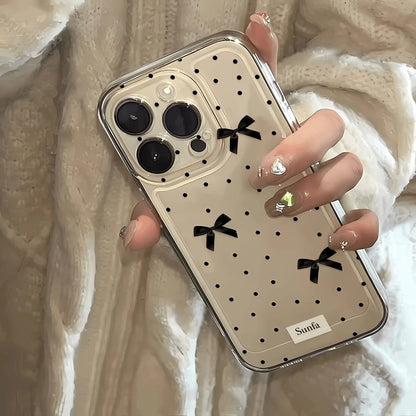 Luxury Transparent Black Circular Dots Clear Back Phone Case