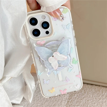 Clear Colorful Butterfly Magnetic Phone Case