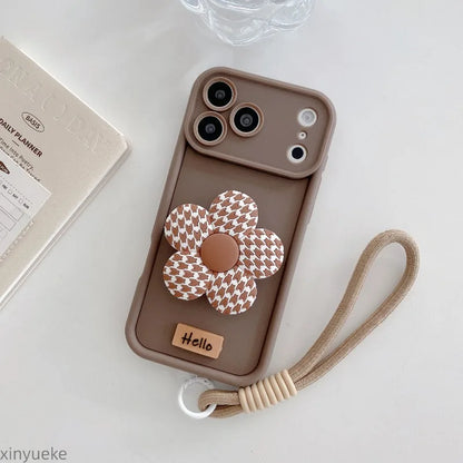 Cute 3D Flower Desktop Stand Phone Case For iPhone
