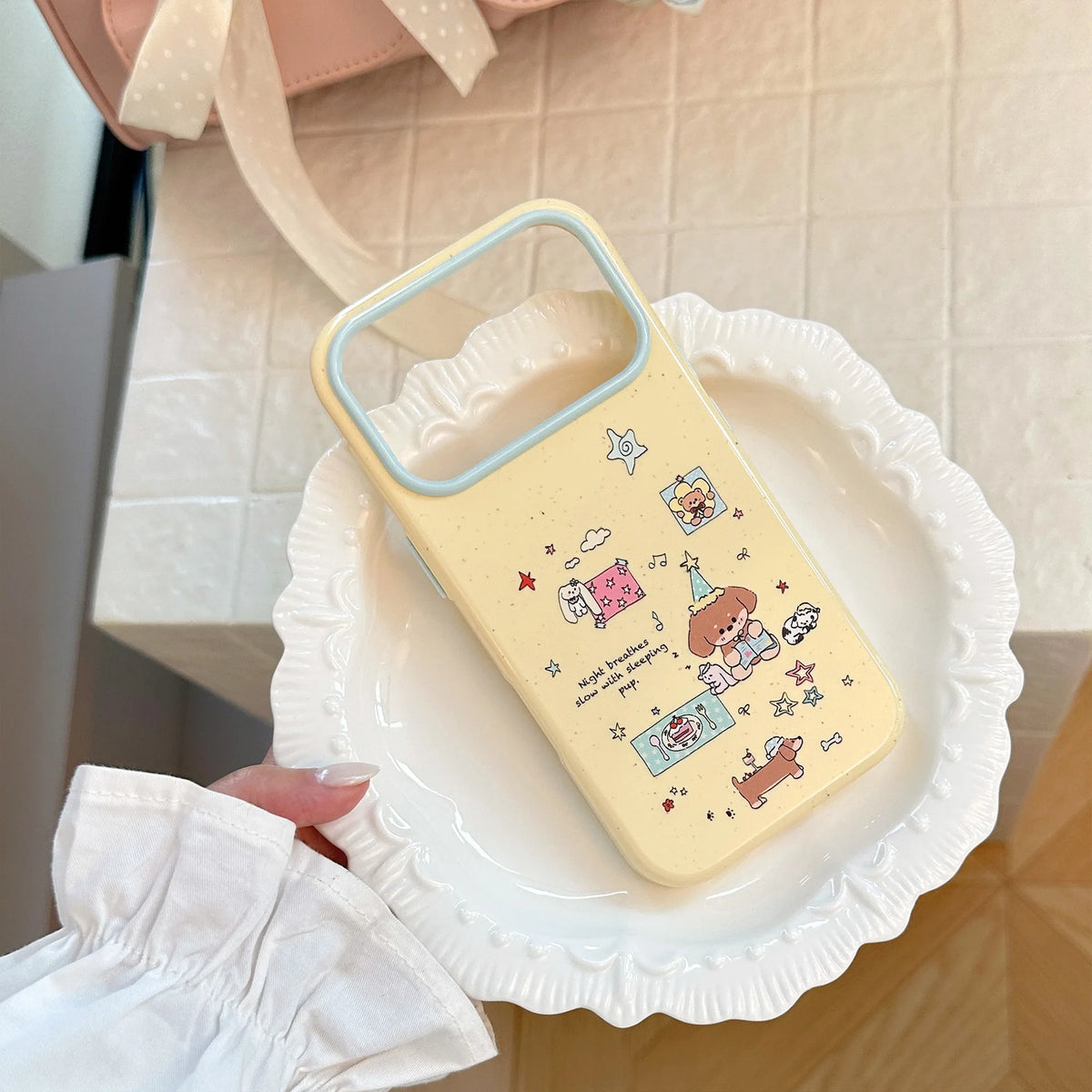 Korean Cartoon Puppy Party Graffiti Pattern Phone Case For iPhone