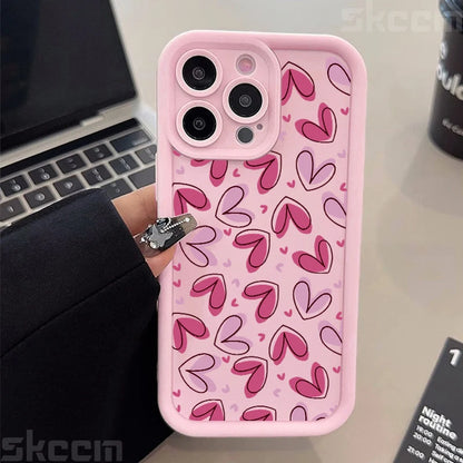 Cute Colorful Love Heart Silicone Phone Case For iPhone