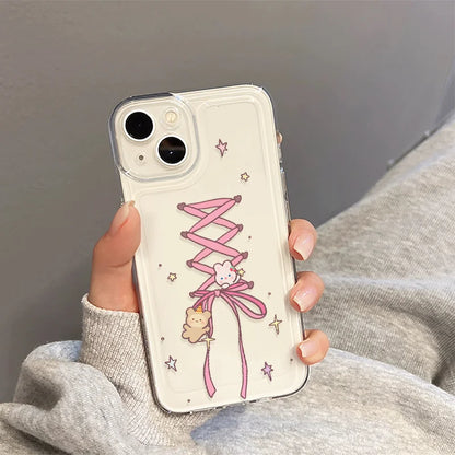 Bunny Pink Bow Ribbon Phone Case For iPhone