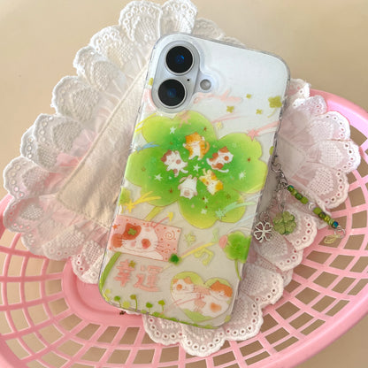 Cartoon cute Lucky Cat Clover Star Phone C ase