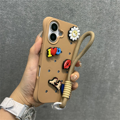 Diy Charms Holes Liquid Silicone Soft Case for iPhone