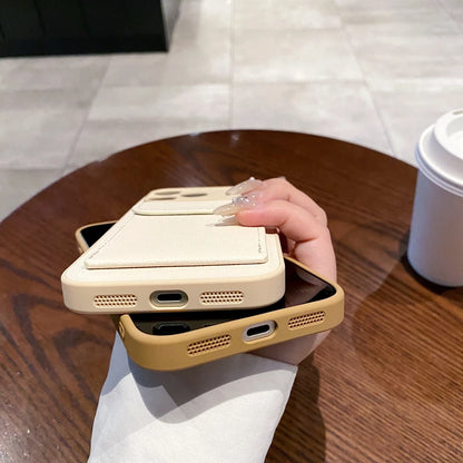 Card Slot Wallet PU Leather Bracket Case For iPhone