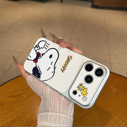 Animation Peripheral Cartoon Imitation Leather Snoopy Cute Phone Case For iPhone