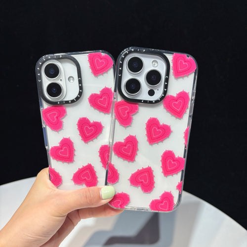 Rose Red Thorny Heart Pattern Transparent Phone Case For iPhone