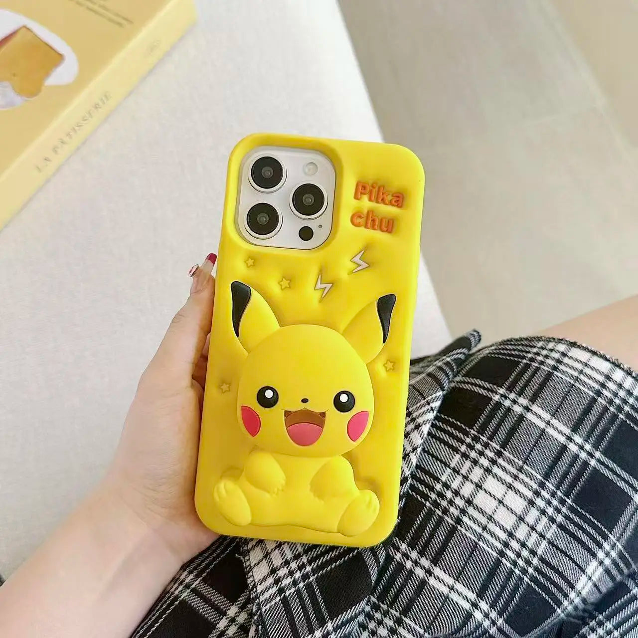 3D Cartoon Pikachu Stand Phone Case For iPhone