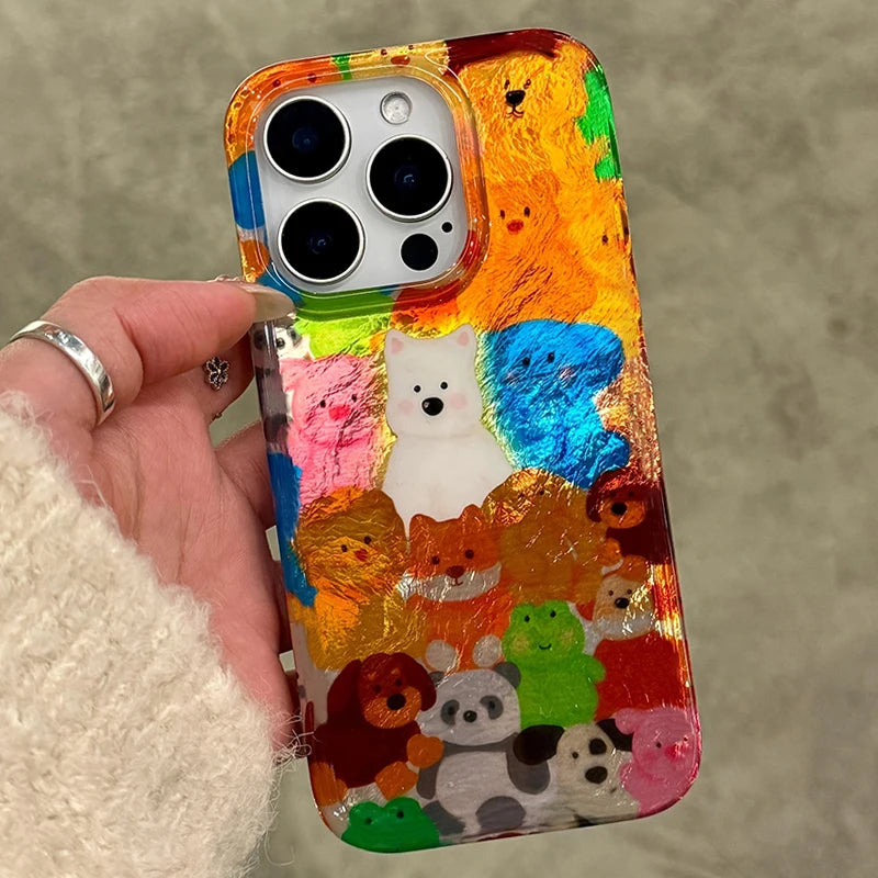 Cute Colorful Graffiti Puppy Phone Case For iPhone